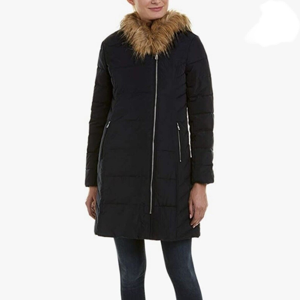 Cole Haan Signature Women's Long Down Coat; Black; Gold Zipper, Size lar…